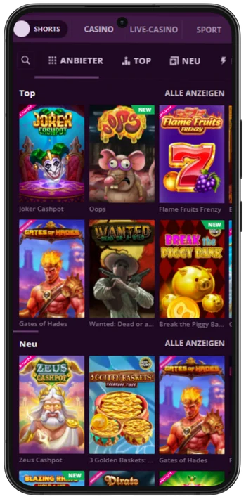 Arten von Spielen in der Anwendung