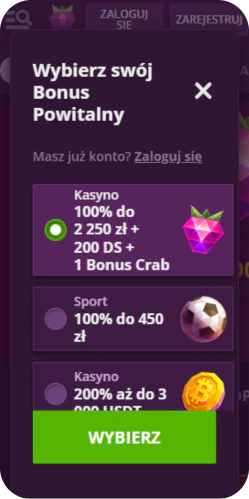 Rejestracja w aplikacji Malina Casino