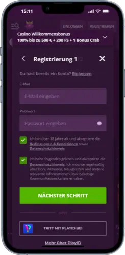 E-Mail und Telefonnummer eingeben